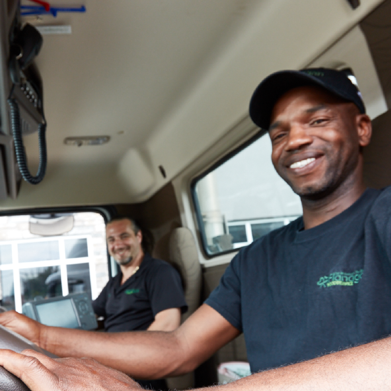 Flanagan driver in the trailer cabin